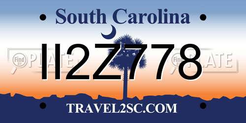 II2Z778 South Carolina License Plate