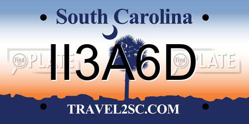 II3A6D South Carolina License Plate