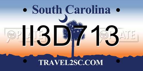 II3D713 South Carolina License Plate
