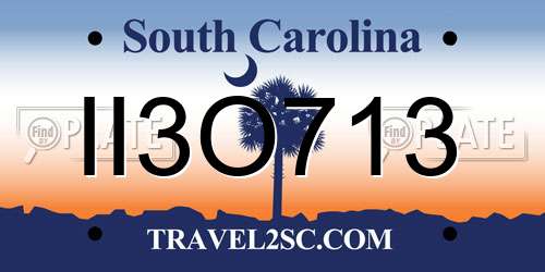 II3O713 South Carolina License Plate