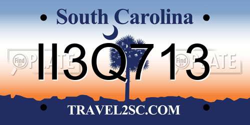 II3Q713 South Carolina License Plate