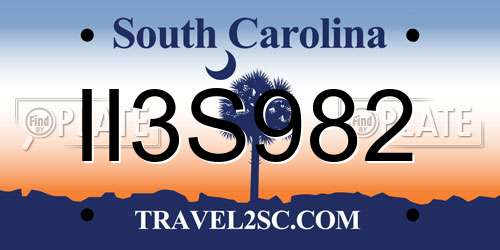 II3S982 South Carolina License Plate