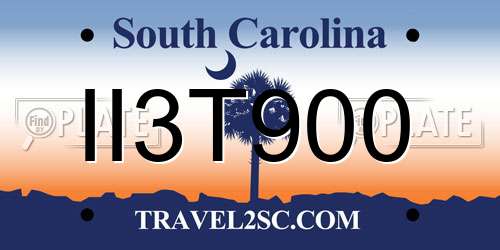 II3T900 South Carolina License Plate