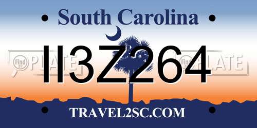 II3Z264 South Carolina License Plate
