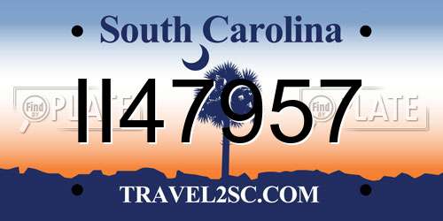 II47957 South Carolina License Plate