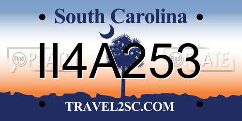 II4A253 South Carolina License Plate