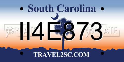 II4E873 South Carolina License Plate