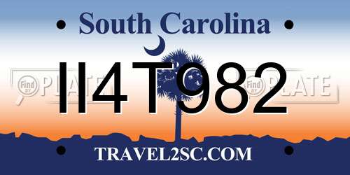 II4T982 South Carolina License Plate