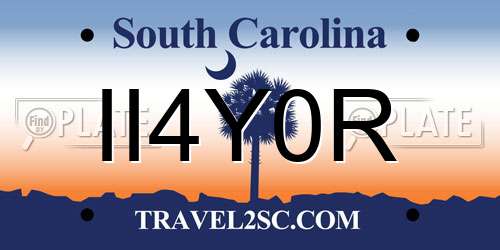 II4Y0R South Carolina License Plate