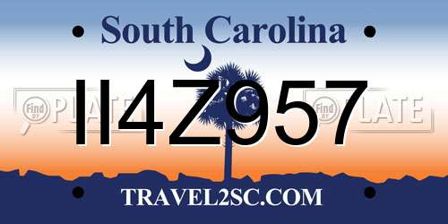 II4Z957 South Carolina License Plate