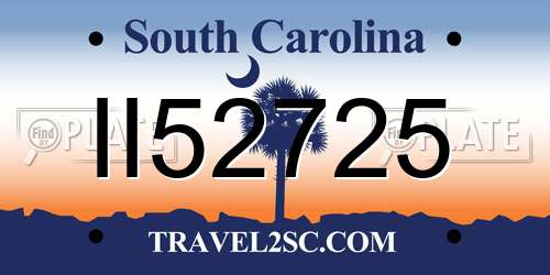 II52725 South Carolina License Plate