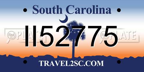 II52775 South Carolina License Plate