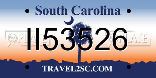 II53526 South Carolina License Plate