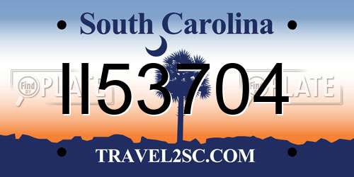 II53704 South Carolina License Plate