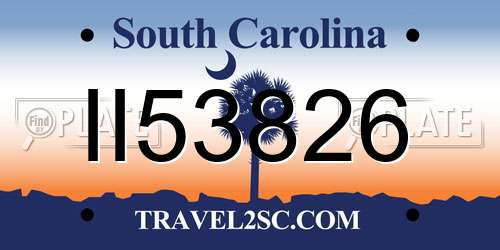 II53826 South Carolina License Plate