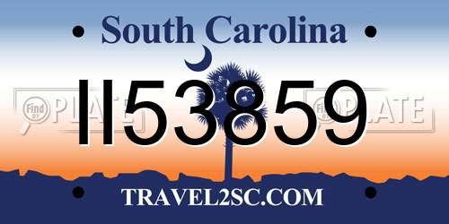 II53859 South Carolina License Plate