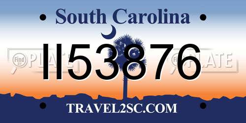 II53876 South Carolina License Plate