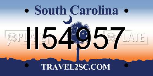 II54957 South Carolina License Plate