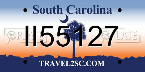 II55127 South Carolina License Plate