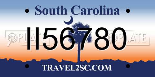 II56780 South Carolina License Plate