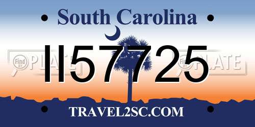 II57725 South Carolina License Plate