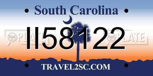 II58122 South Carolina License Plate