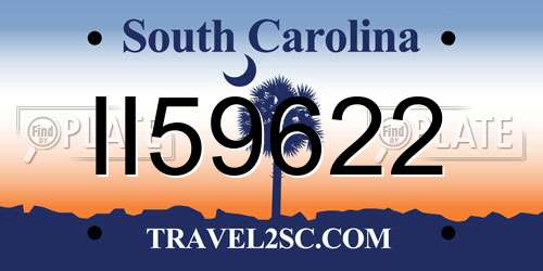 II59622 South Carolina License Plate