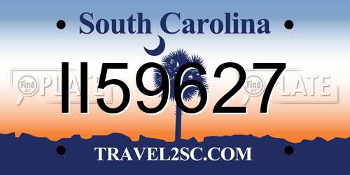 II59627 South Carolina License Plate