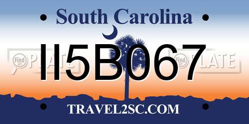 II5B067 South Carolina License Plate