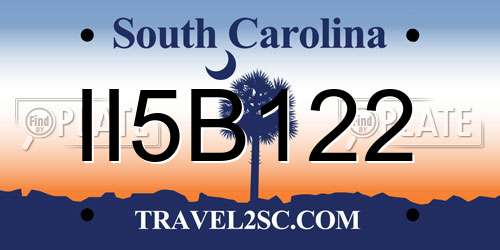 II5B122 South Carolina License Plate