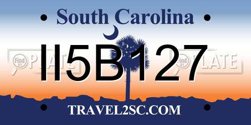II5B127 South Carolina License Plate