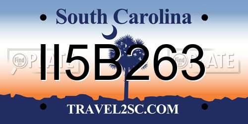 II5B263 South Carolina License Plate