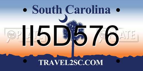 II5D576 South Carolina License Plate