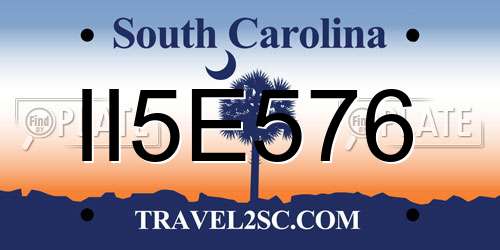 II5E576 South Carolina License Plate