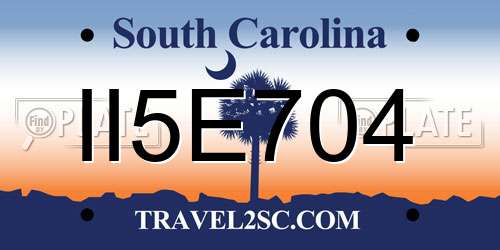 II5E704 South Carolina License Plate