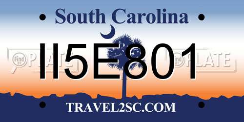 II5E801 South Carolina License Plate