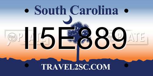 II5E889 South Carolina License Plate