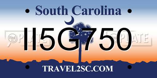 II5G750 South Carolina License Plate