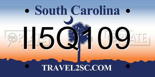 II5Q109 South Carolina License Plate