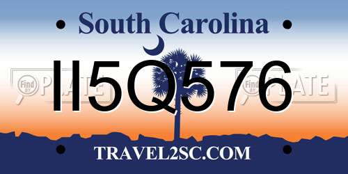 II5Q576 South Carolina License Plate