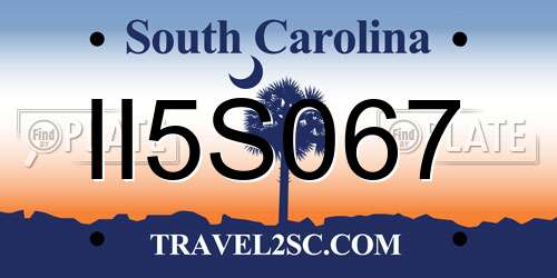 II5S067 South Carolina License Plate