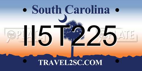 II5T225 South Carolina License Plate