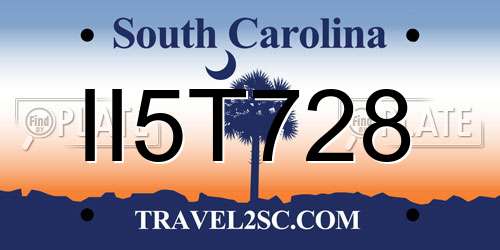 II5T728 South Carolina License Plate