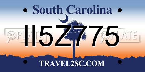 II5Z775 South Carolina License Plate