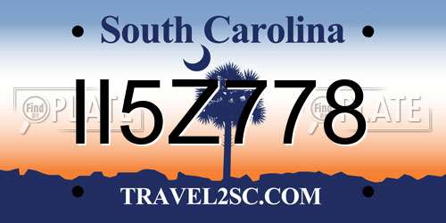 II5Z778 South Carolina License Plate