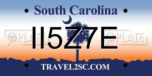 II5Z7E South Carolina License Plate