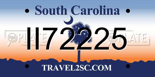 II72225 South Carolina License Plate