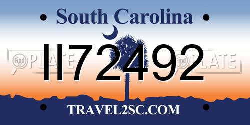 II72492 South Carolina License Plate