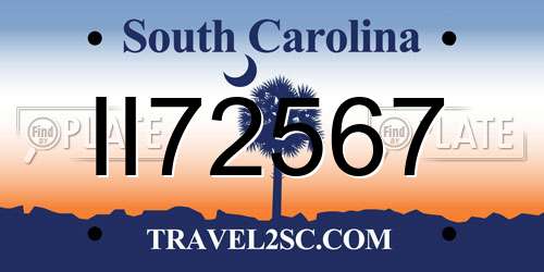 II72567 South Carolina License Plate