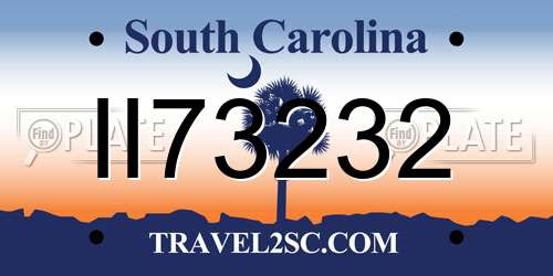 II73232 South Carolina License Plate